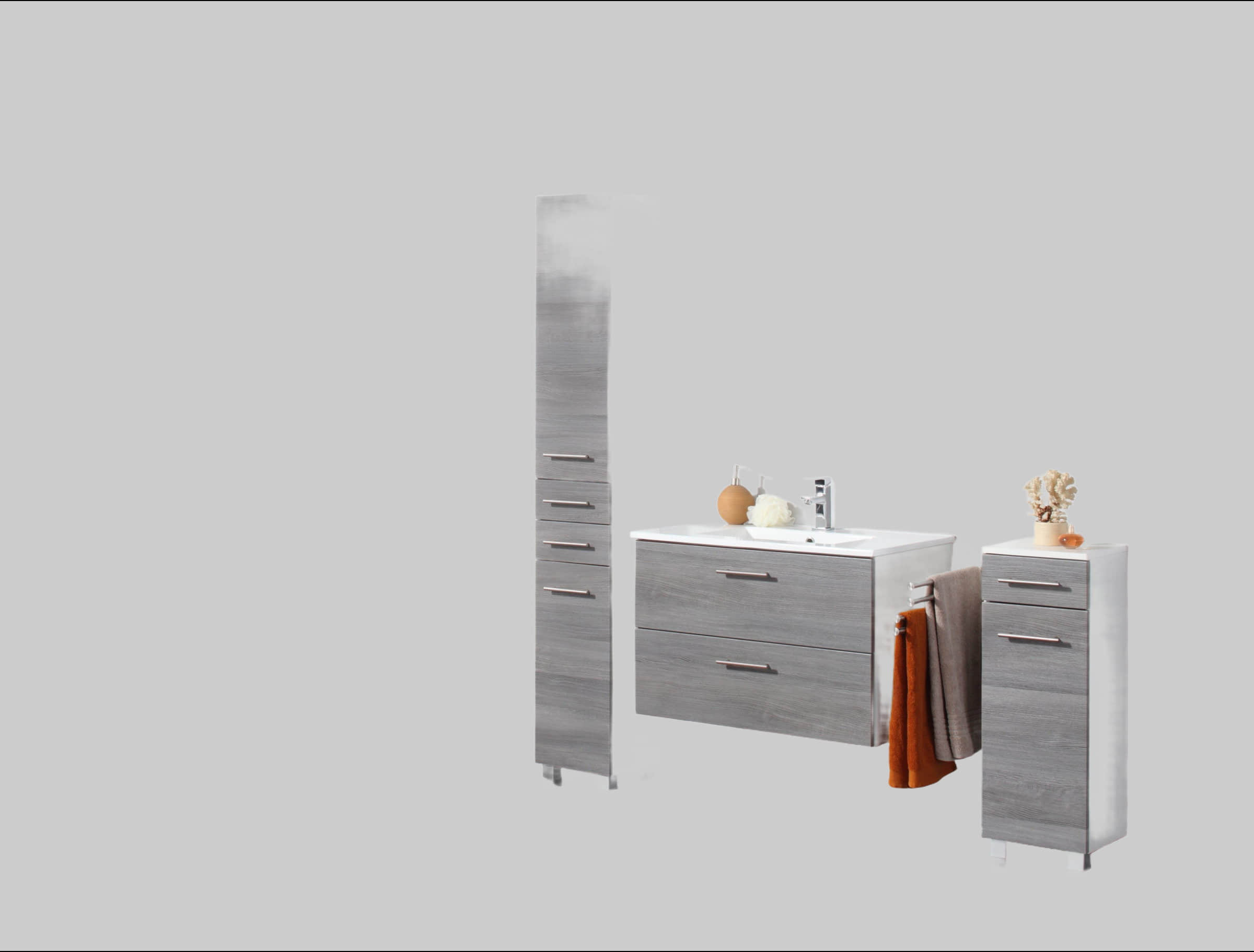 welltime Welltime Midischrank Trento | Badmöbel 30 cm Breite | 1 Tür | Made in Germany | Grau eiche rauc Schränke