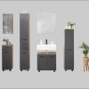Welltime Spiegelschrank Trento 60 cm - Moderner Badezimmerschrank mit 3D-Spiegeltüren, LED-Beleuchtung & verstellbaren Glasböden in Braun grafit Schränke welltime