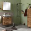 Welltime Spiegelschrank Trento 60 cm - Moderner Badezimmerschrank mit 3D-Spiegeltüren, LED-Beleuchtung & verstellbaren Glasböden in Braun wotaneiche welltime Schränke