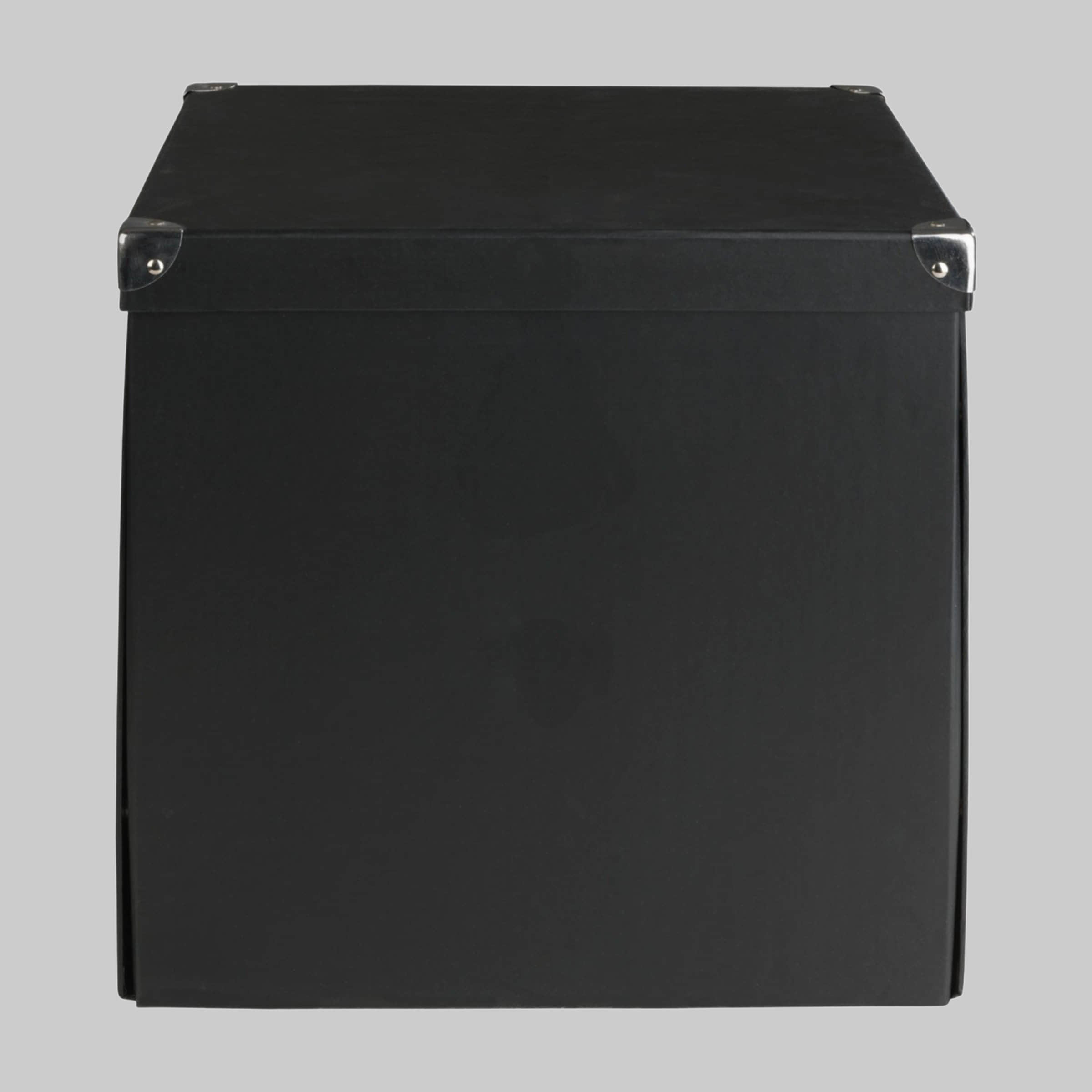 Zeller Present Aufbewahrung Zeller Present Aufbewahrungsbox QUAD Schwarz | 33x33x32 cm | Mit Metallgriff & Deckel | Stabile Pappbox für Büro, Haushalt & Kinderzimmer