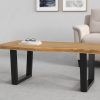 Tische byLIVING byLIVING Couchtisch 'Judy' - Massivholz Akazie mit Baumkante, 120 cm Breite, schwarzes Metallgestell - Exklusives Design