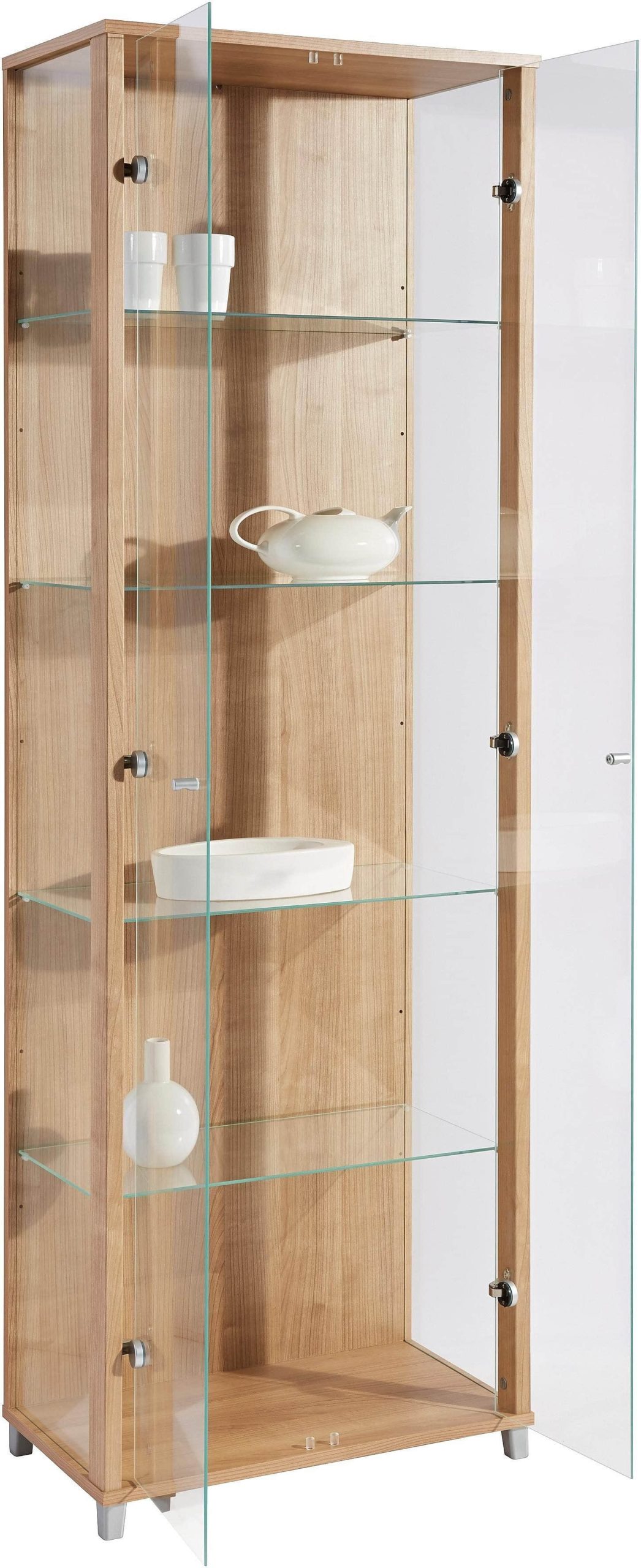 fif mu00F6bel fif möbel OPTIMA Premium Glass Display Cabinet - Adjustable Shelves Collector's Vitrine for Living Room & Study nocefarben Schränke
