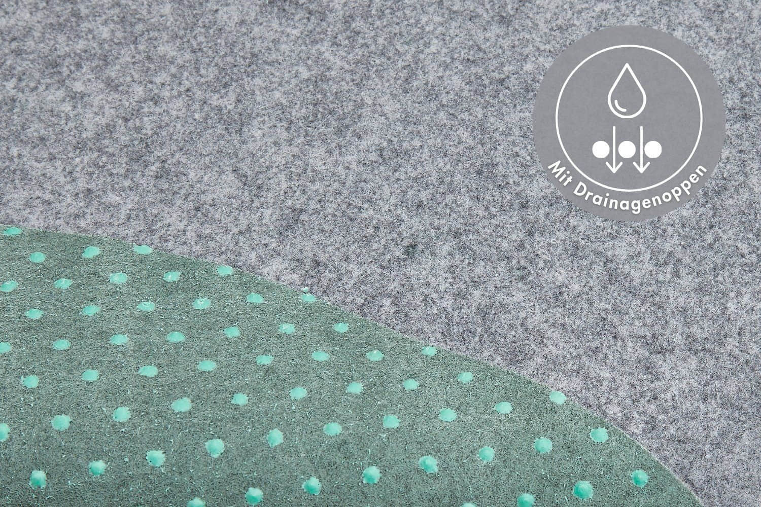 Teppiche misento misento Premium Round Artificial Grass Pool Mat with Drainage Nubs – 4mm Thick UV-Resistant Outdoor Turf for Pools, Patios & Play Areas (350cm Diameter) Grau