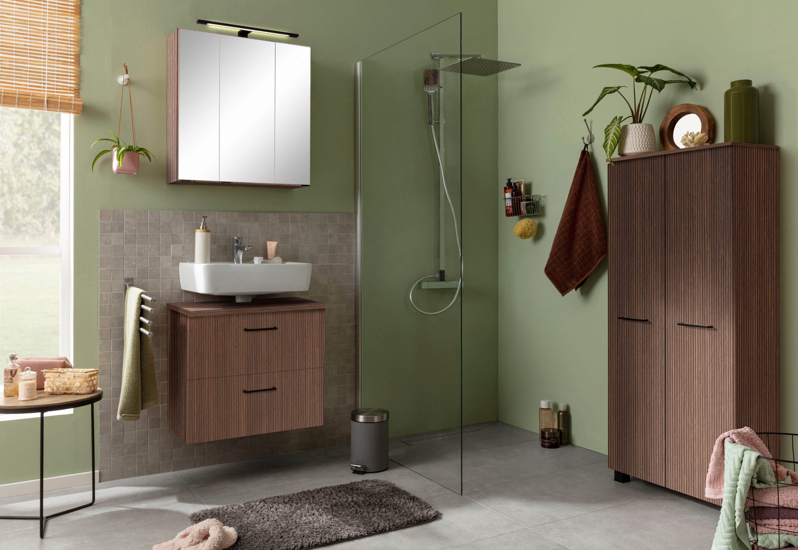 welltime Waschbeckenunterschrank Trento | 60 cm Breite | Moderne Badmöbel in verschiedenen Farben | Hochwertige Beckenunterschrank auf Füßen | Made in Germany cannello e Schränke welltime