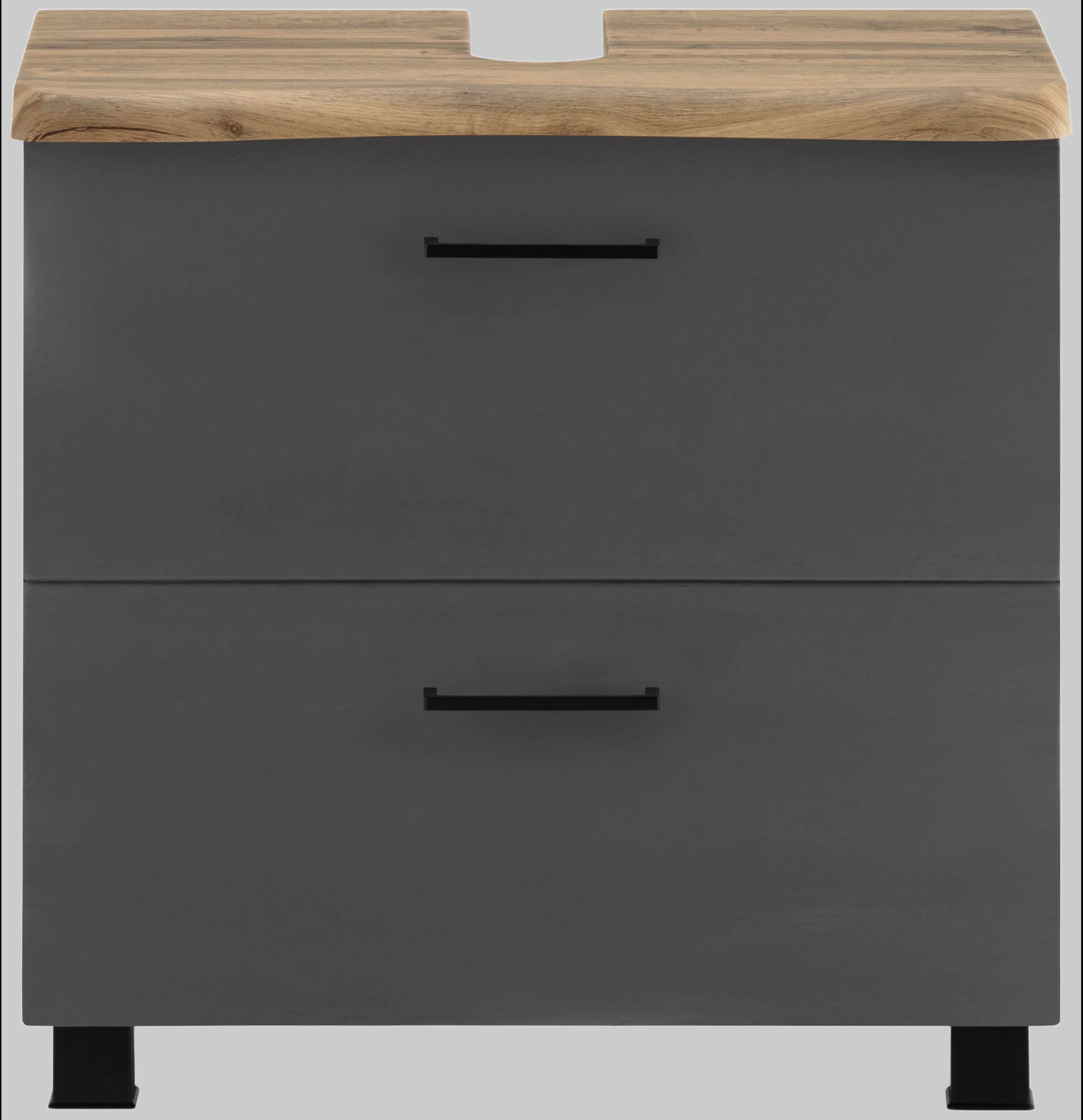 Schränke welltime welltime Waschbeckenunterschrank Trento | 60 cm Breite | Moderne Badmöbel in verschiedenen Farben | Hochwertige Beckenunterschrank auf Füßen | Made in Germany grau matt